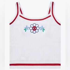 NWT BoxLunch Marvel Spider-Man Flower Women’s Knit Tank White Plus Sz 2X Novelty